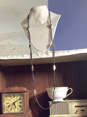 Chico’s Gunmetal & Gold Medal Beads Necklace